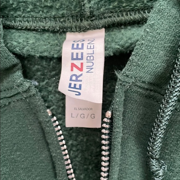 Green Zip Up Sweater with Hood - Picture 3 of 5